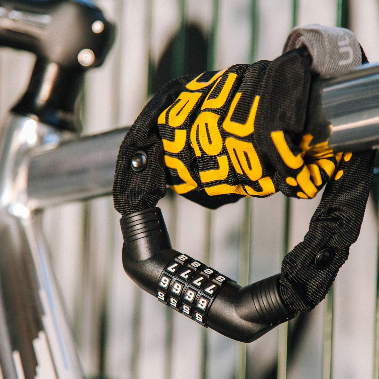 ULAC ULAC Street Fighter Neo Chain Lock Combo, Resettable 4-Digit Combination Anti-Theft Bicycle Lock (Grey)