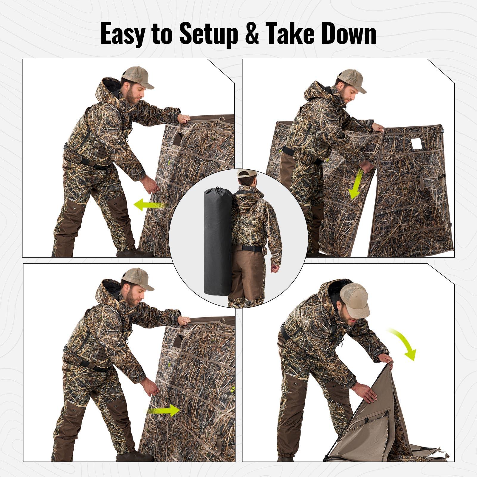 TIDEWE TIDEWE Hunting Blind Panel with Carrying Bag, 3-4 Person Pop-up Waterfowl Blinds, Resilient Field Duck Hunting TentNext Evos