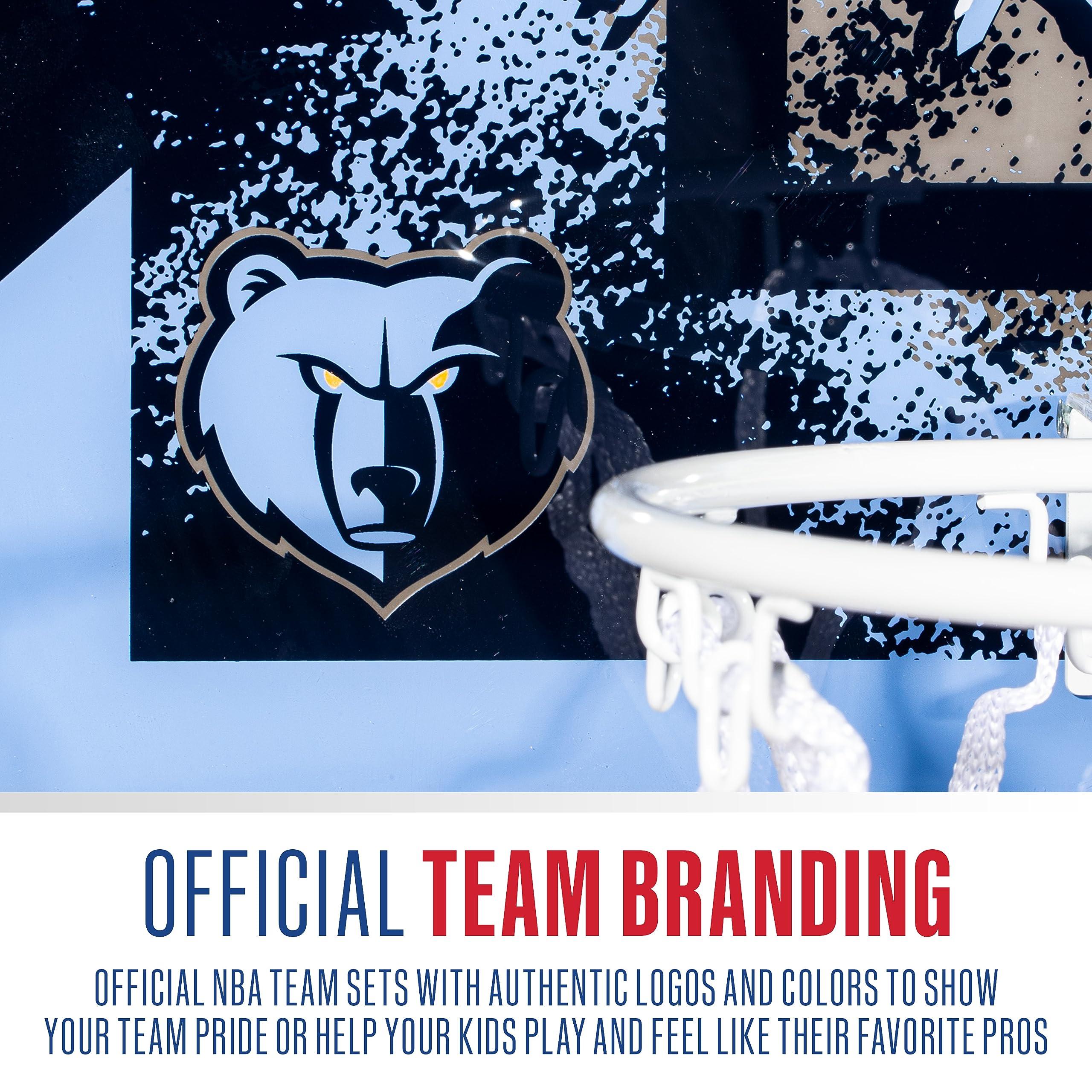 Franklin Sports Franklin Sports NBA Memphis Grizzlies Over The Door Basketball Hoop - Kids Indoor Hoop with Mini Basketball - NBA Fan Shop Toy for Bedroom + Office - Over The Door Set