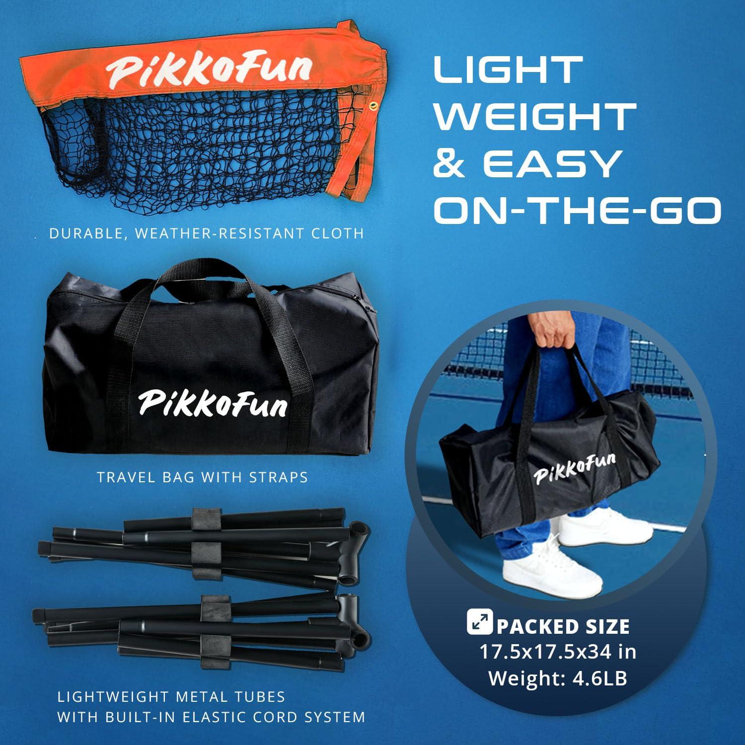 PIKKOFUN PIKKOFUN Small Mini Pickleball Net 5 ft - Portable Pickleball Dink Practice Net for Indoor and Outdoor, USAPA Regulation Height 3 ft., Quick Set Up Lightweight and Durable Design, Orange Net