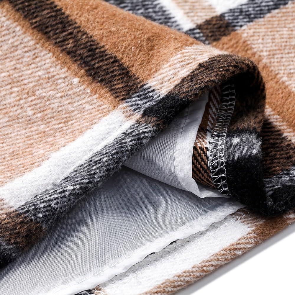 NineFit Basics Plaid High Waisted Tweed Miniskirt for Women - Short Bodycon Pencil Skirt, Checkered Wool, Stretch Flannel, Knee Length Holiday Tartan, Cute Y2k, Elegant Winter