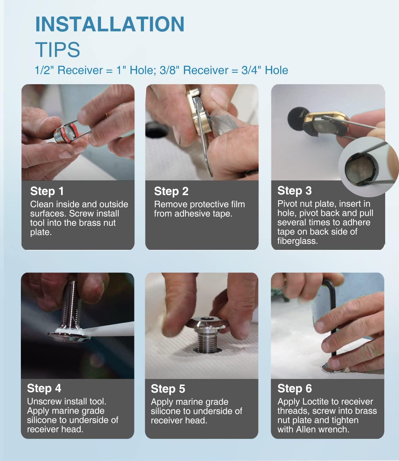 sixcow sixcow 1/2\'\' Quick Release Boat Fender Holder - Marine Stainless Steel Quick-Release Boat Fender Holder Mount Cleat Hook, Receiver Not Included