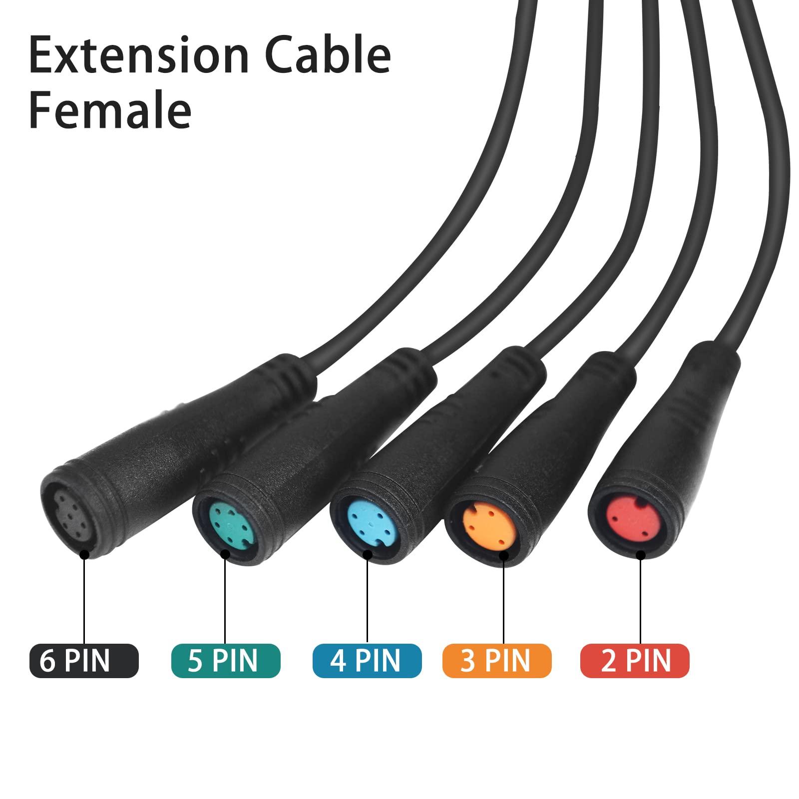 baluoqi baluoqi Extension Cable 2Pin/3Pin/4Pin/5Pin/6Pin Waterproof Plug with A Single Connector DIY Ebike Line for Electric Bicycle Light/Throttle/Ebrake/Display Ebike Parts (2Pin Female)