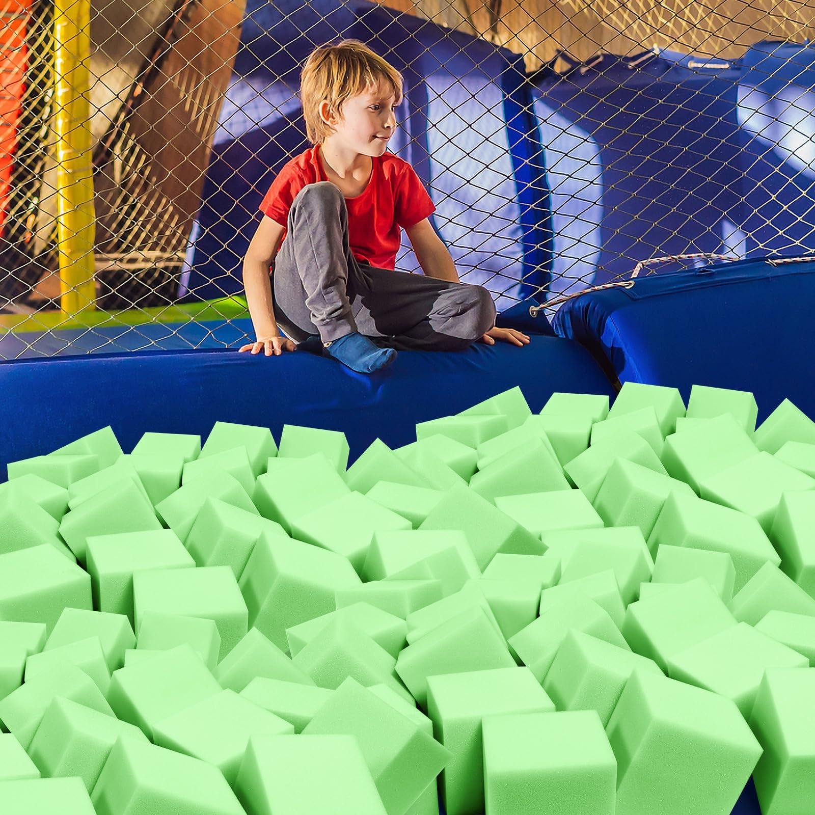 TAYUQEE TAYUQEE Foam Pit Cubes, 24 PCS 5 Inches Gymnastics Foam Blocks Trampoline Blocks, Multi-Sport Protective Padding for Freerunning, Trampoline, Parkour, Skate Parks & BMX - Green