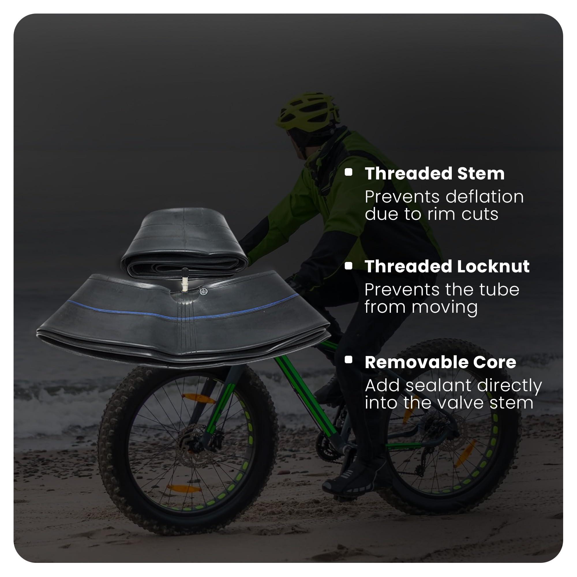 VeloTubes VeloTubes 26 x 4.0 33mm Schrader (Auto) Valve, Durable Butyl Rubber Fat Bike Inner Tube, Bicycle Inner Tube for Bike Tire (Pack of 2)