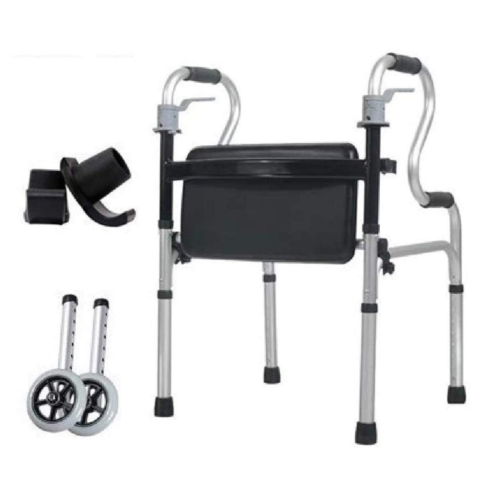 ALGFree-Shade Auxiliary Walking Frames for Disabled, Aluminium Elderly Walking Aids with Seat, Folding Walking Frame Walking Assist Walking Frames ALGFree (Color : A)