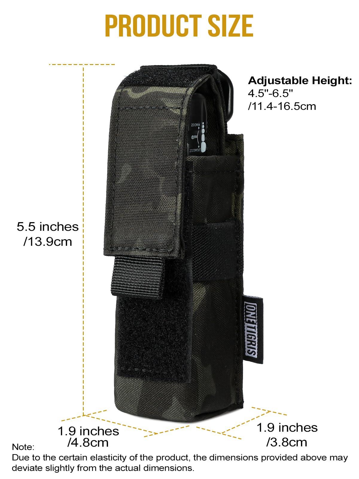 ONETIGRIS OneTigris Flashlight Holster Flashlight Holder Molle Flashlight Holster Tactical Flashlight Pouch Holder for Belt 1000D Cordura Nylon