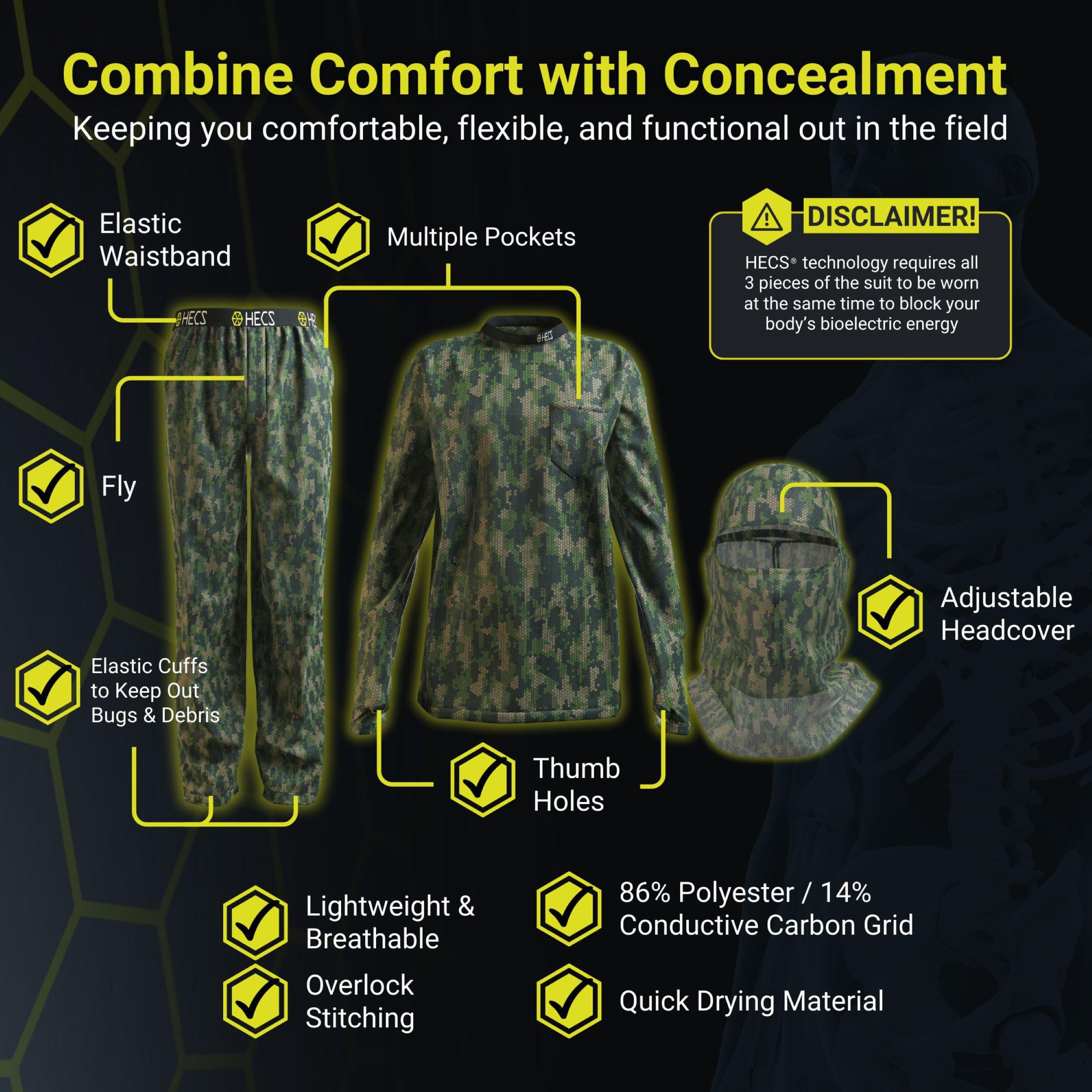HECS HECS HECSTYLE Lightweight System | Hunting Camo Suit with Bioelectric Shielding | Hunting Clothes for Men | Patented Technology | Mens Hunting Clothes - 4X-Large - Green