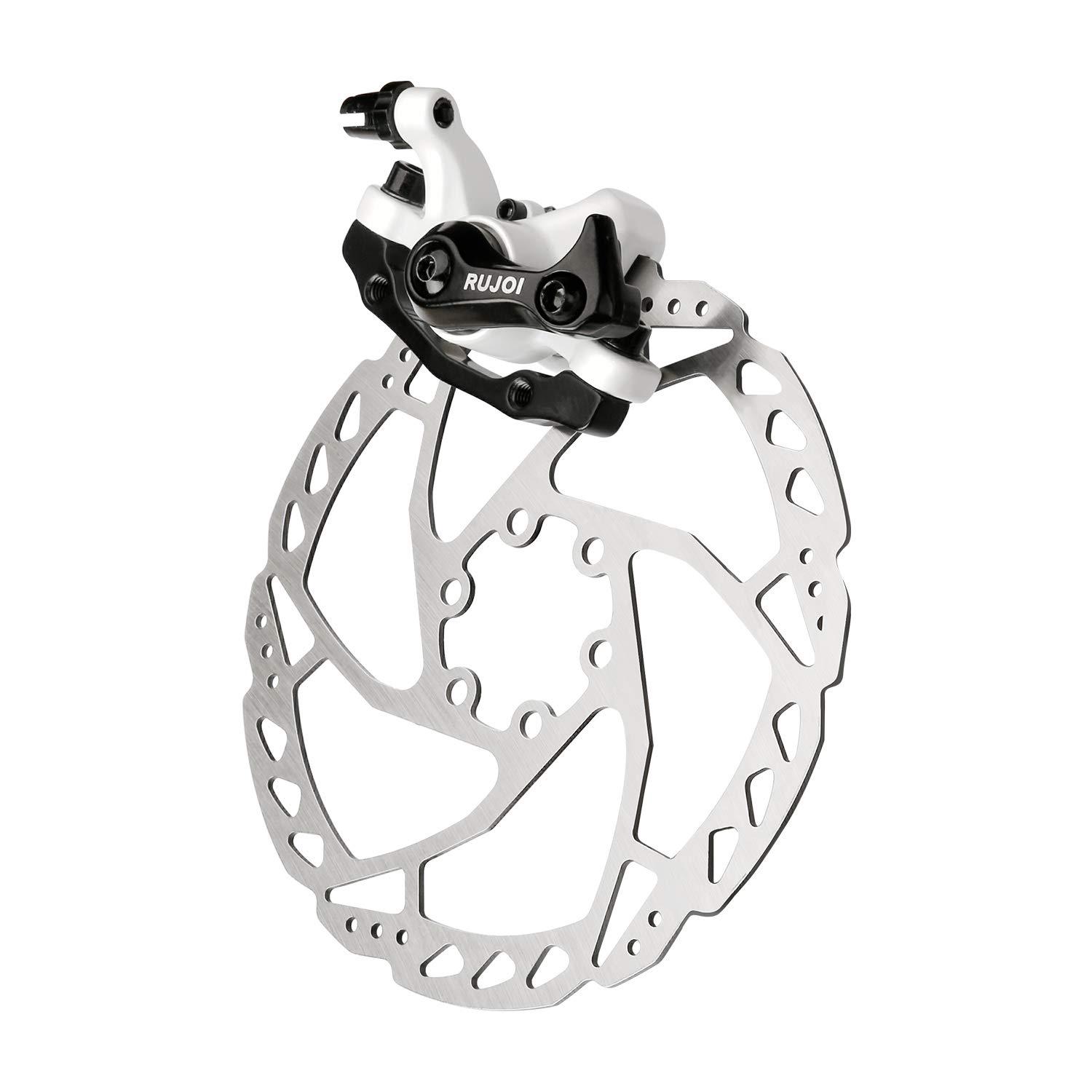 RUJOI RUJOI Bike Disc Brake Kit, Aluminum Front Caliper, Full Aluminum Alloy Bicycle Brake Lever, 160mm Rotor, Mechanic Tool-Free Pad Adjuster for Road Bike, Mountain Bike (1 Set)
