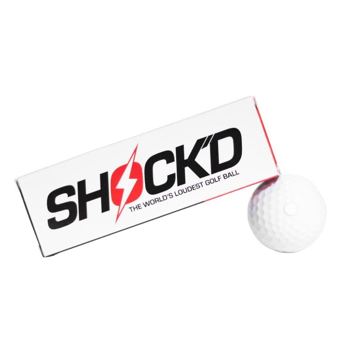 SHOCK'D GOLF BALLS SHOCK'D GOLF BALLS - The World's Loudest Golf Ball - Viral Prank Ball (Sleeve of 3, Novelty) - White Dot Botton
