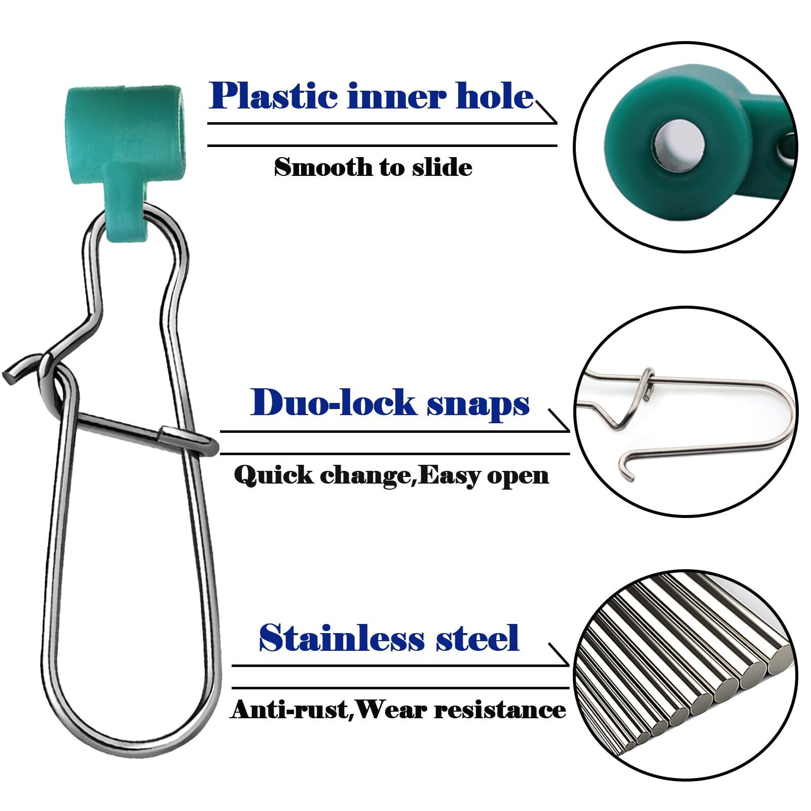FishTrip FishTrip Sinker Slides for Fishing Rigs - 25pcs Duo Lock Snaps for Fishing Line Heavy Duty Weights Sinkers Saltwater Connector Accessories