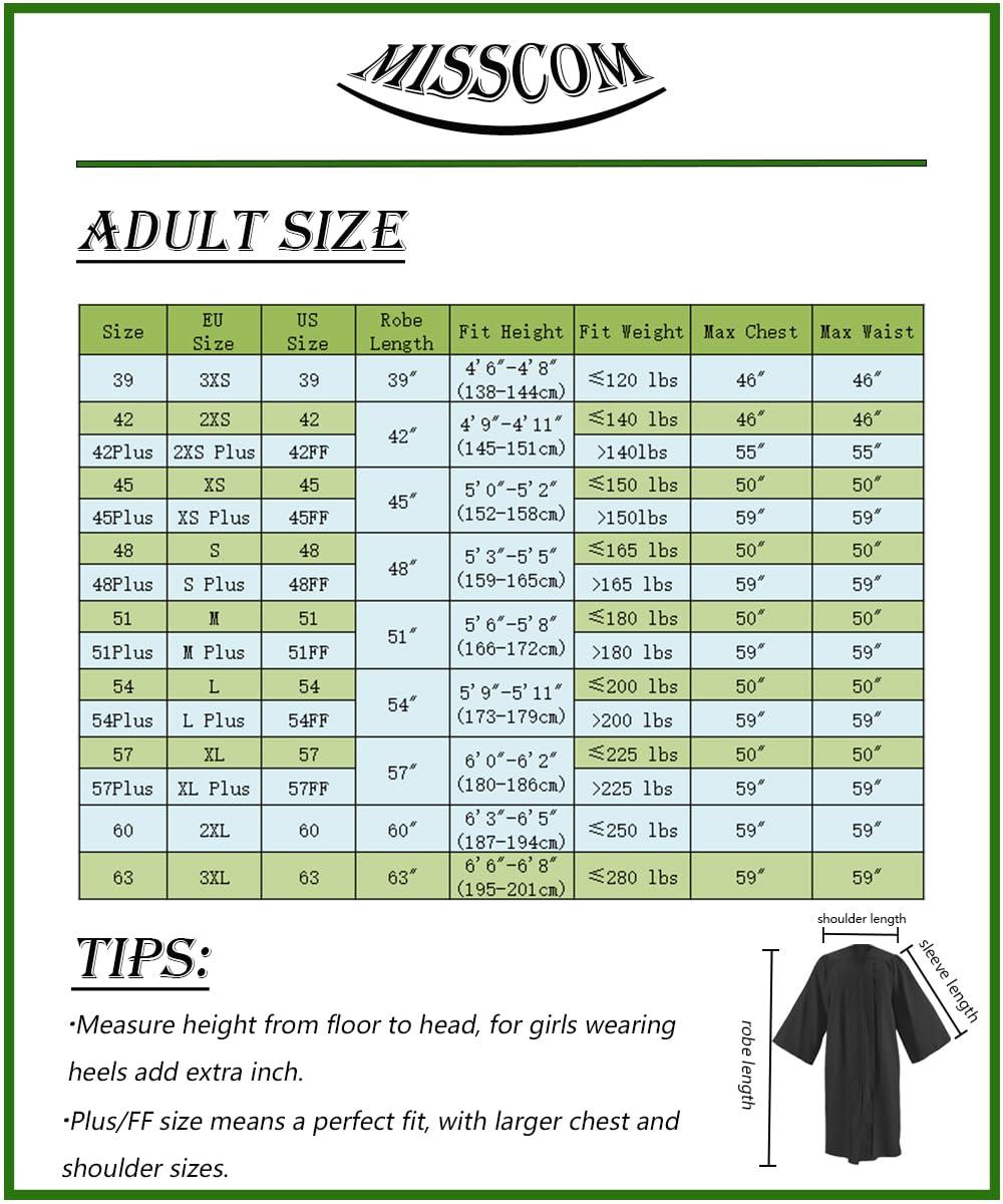 Misscom Misscom Adult Matte Choir Robe for Church Judge Robe Costume Unisex Graduation Gown