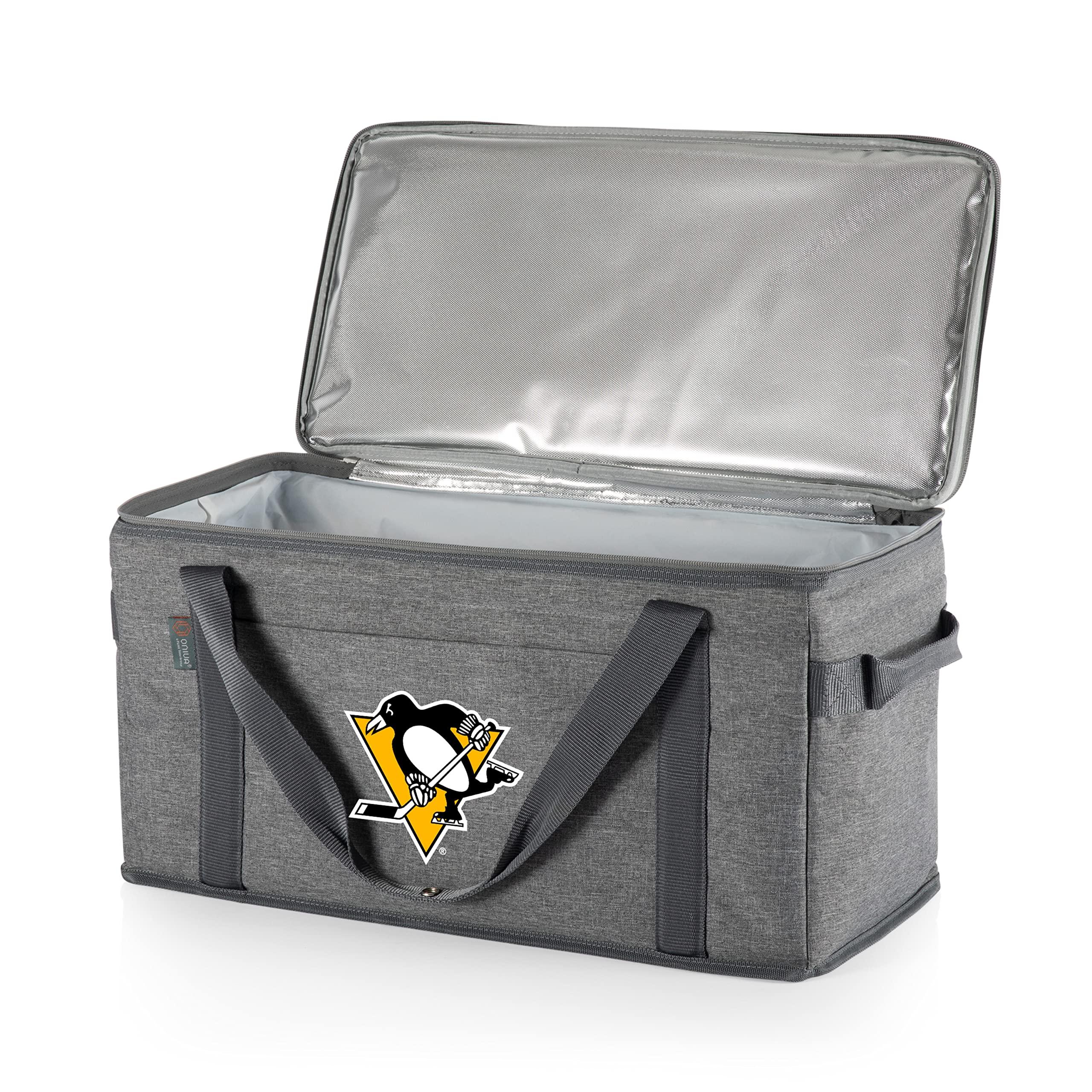 PICNIC TIME PICNIC TIME NHL Pittsburgh Penguins 64 Can Collapsible Cooler, Large Insulated Soft Cooler Bag, Portable Beach Cooler with Shoulder Strap, (Heathered Gray)