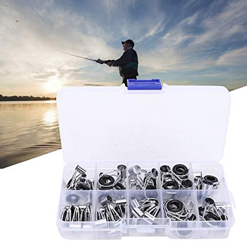 Alomejor Alomejor 90Pcs 9Size Stainless Steel Ceramics Fishing Rod Guides Fishing Rod Guides Tips Parts Fishing Rod Repair Kit