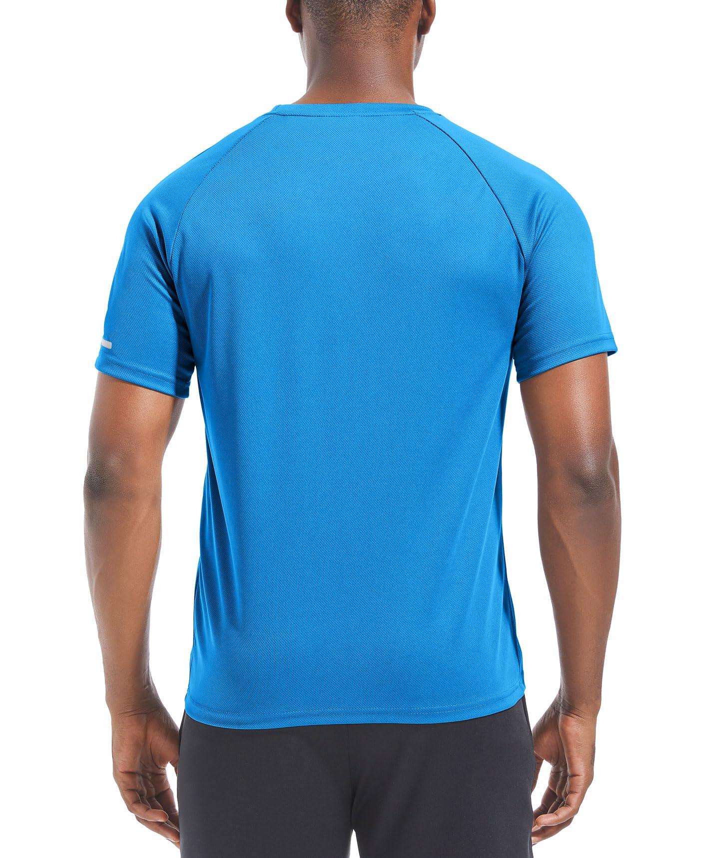 Boyzn 3 Packs Workout Shirts for Men - Activewear Tops Gym Shirts Dry Fit Mesh Moisture Wicking Running Fitness Short Sleeve Crewneck Sports Athletic T-Shirt Tops Black/Gray/Blue-3P02-L