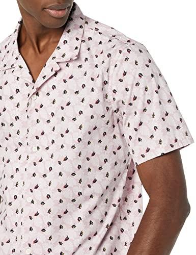 Amazon Essentials Amazon Essentials Men's Slim-Fit Vacation Shirt, Short-Sleeve, Lavender Palm Leaf Print, X-Small
