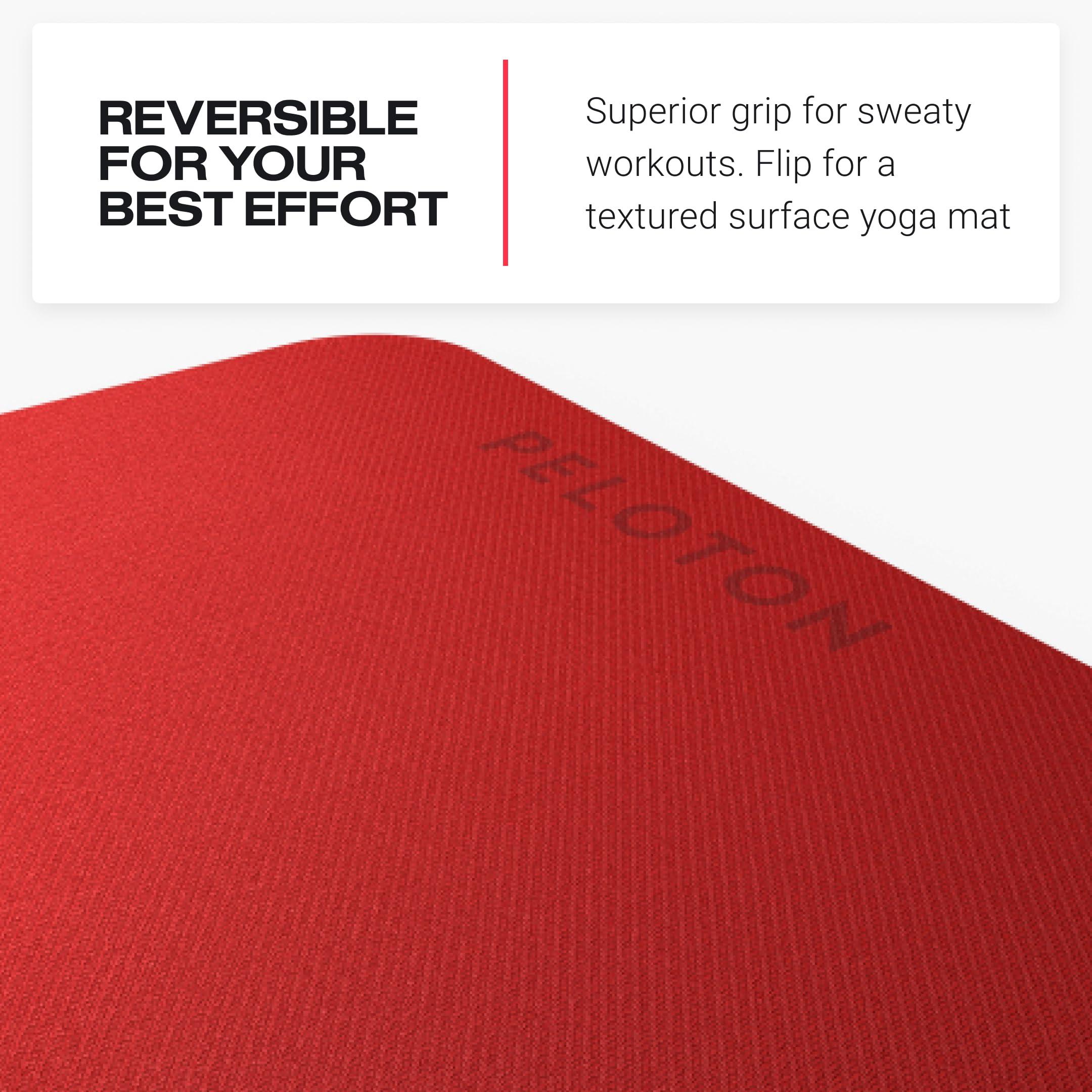 Peloton Peloton Reversible Workout Mat | 71 x 26 with 5 mm Thickness, Premium Heavy-Duty Floor & Yoga Mat, Tear & Scratch Resistant,Black, Red