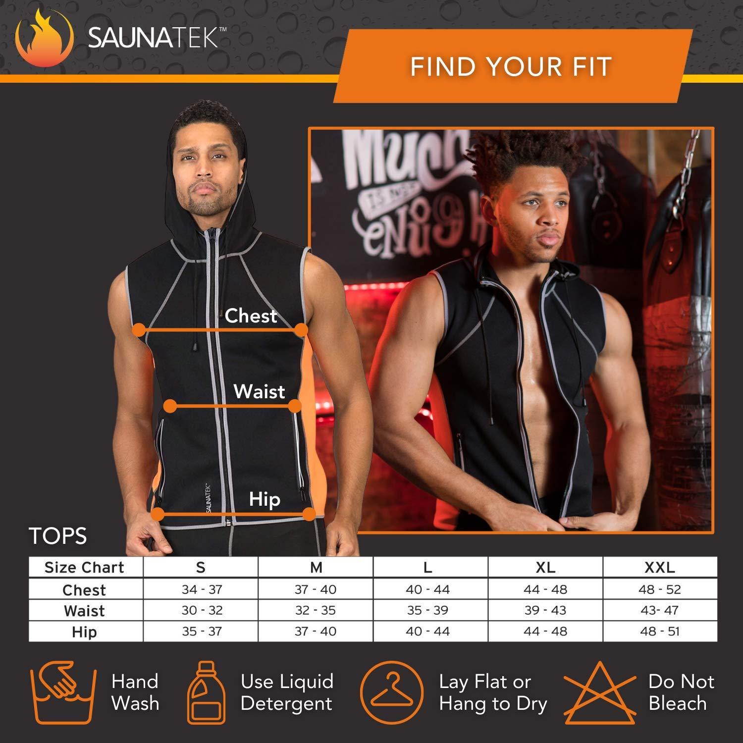 SaunaTek SaunaTek Men\'s Sauna Hooded Vest Sweat Suit for Exercise and Heat Training, Neoprene, X-Large