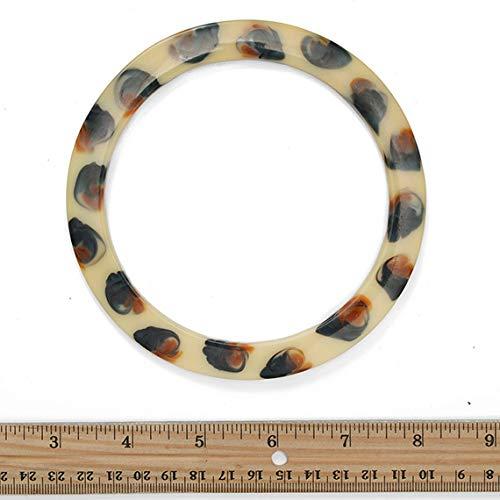 ejoyce 5" Round Acrylic Resin Handbag Handles by 1 Pair, HD-005 (Ivory/Brown Tortoise)