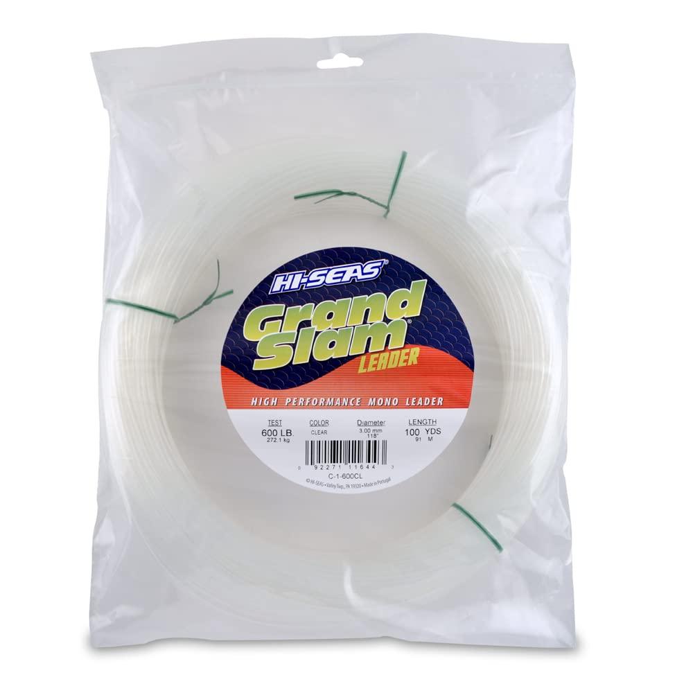 Hi-Seas Grand Slam Monofilament Leader, 600 lb / 272.1 kg Test.120 in / 3.00 mm Dia, Clear, 100 yd / 91 m