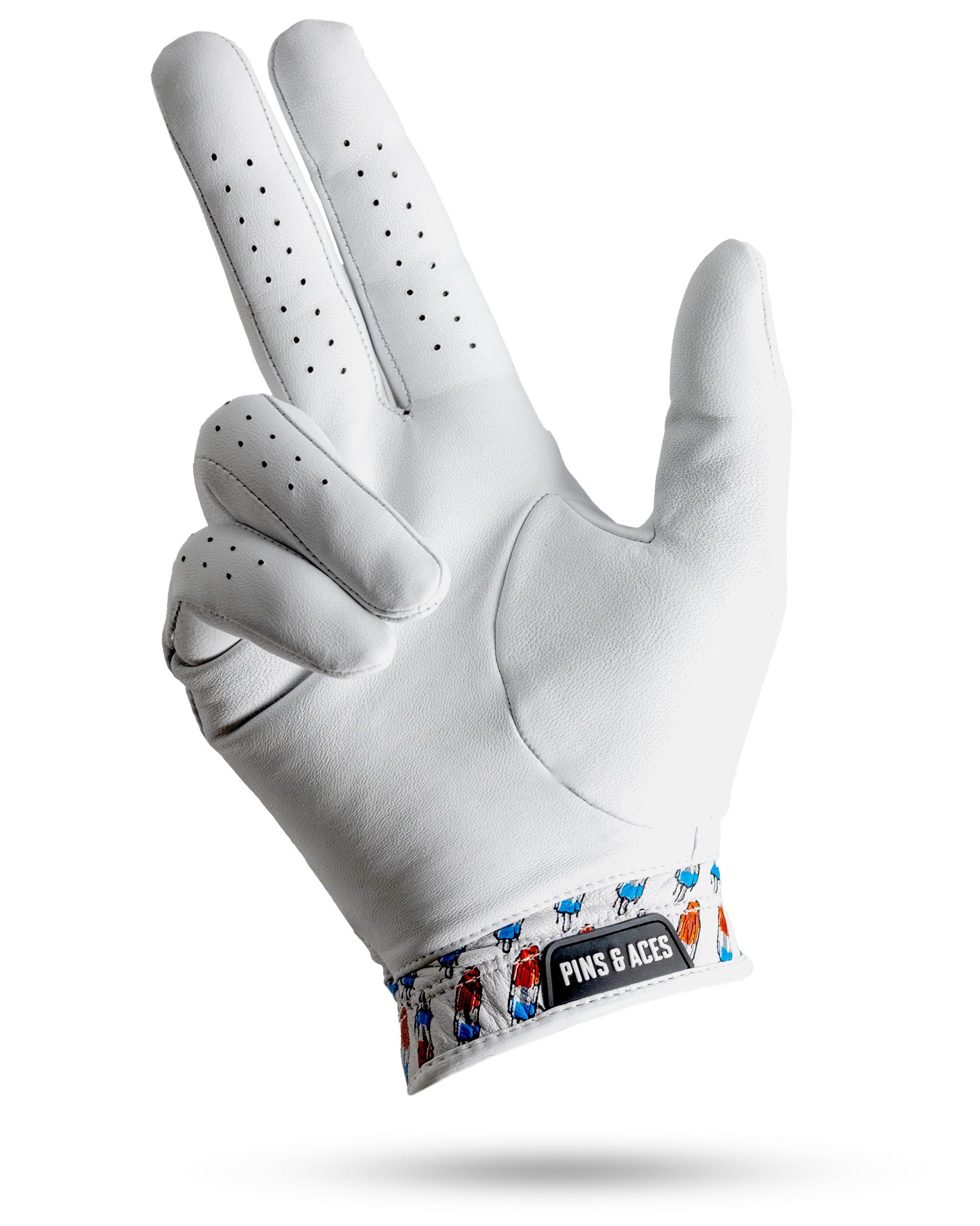 Pins & Aces Pins & Aces - Rocket Pop Golf Glove Design - Premium AAA Cabretta Leather, Long-Lasting Durable Tour Glove for Men or Women - Premium Leather Golf Glove Left & Right Hand (Large, Right)