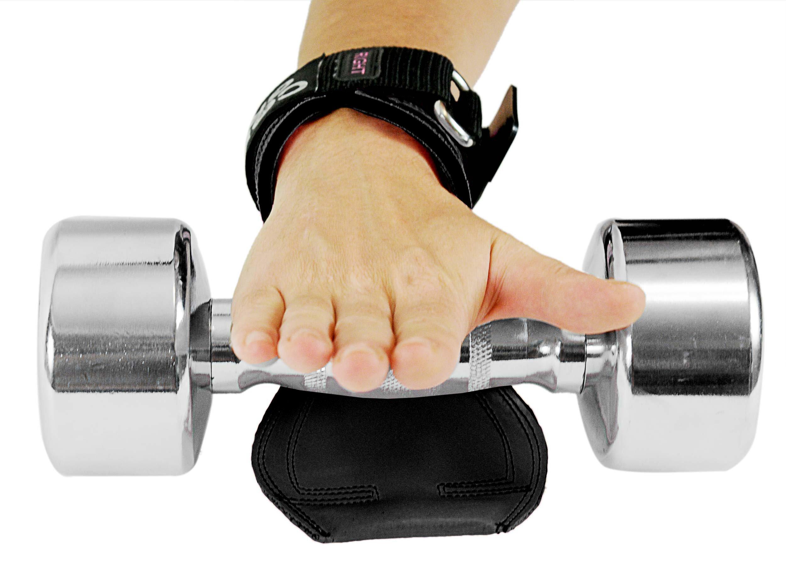 Grip Power Pads Cobra Grips PRO Weight Lifting Gloves Heavy Duty Straps Alternative to Power Lifting Hooks for Deadlifts with Built in Adjustable Neoprene Padded Wrist Wrap Support Bodybuilding (FIT Black Rubber)