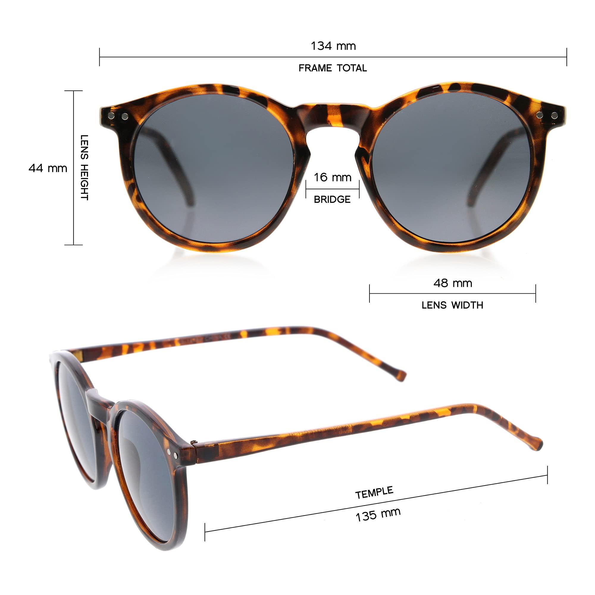 zeroUV zeroUV - Vintage Retro Horn Rimmed Round Circle Sunglasses with P3 Keyhole Bridge (Tortoise/Smoke)