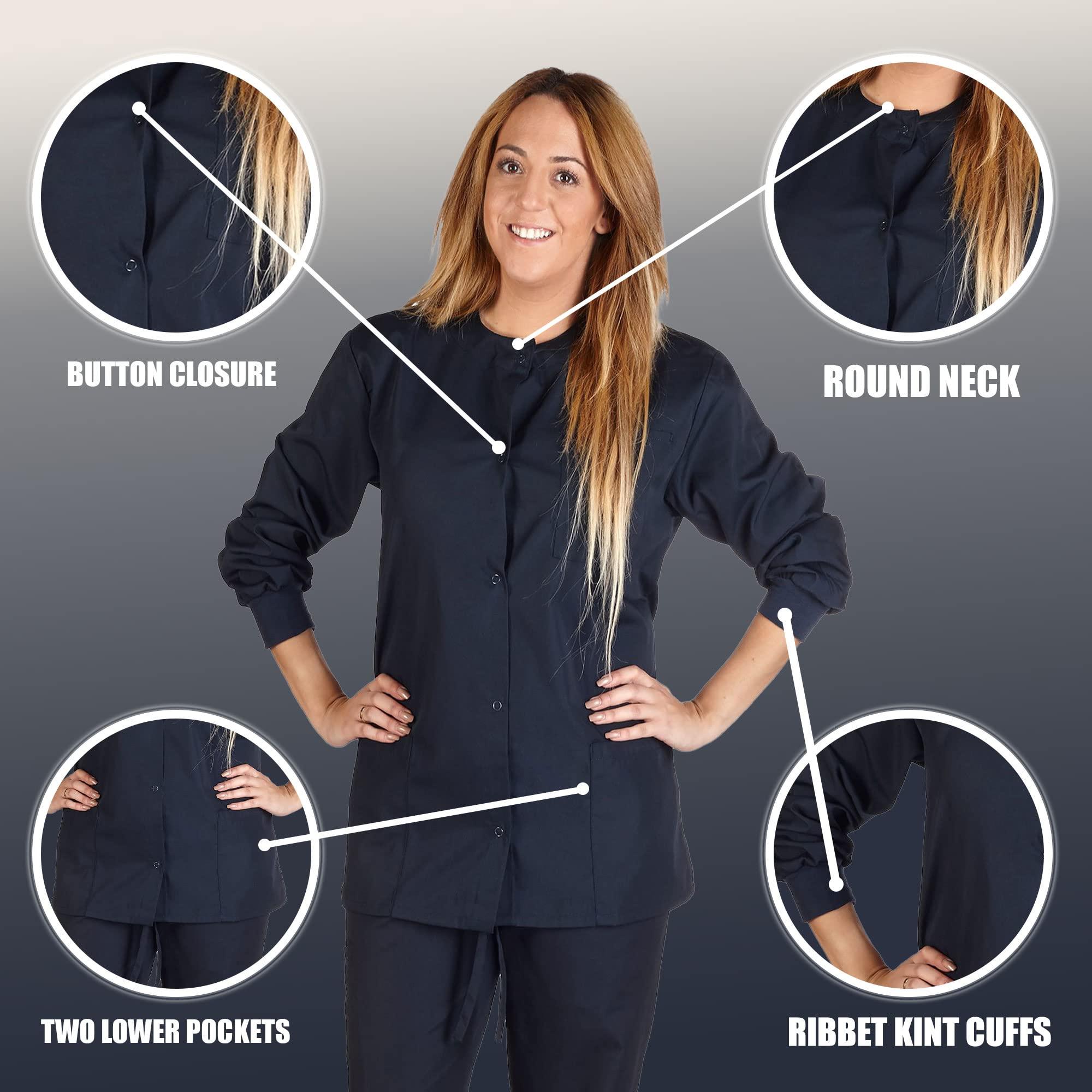 ACTIVE UNIFORMS Women's Scrub Jacket Warm Up Medical Scrub Jackets for Women (Dark Navy, 2X-Large)