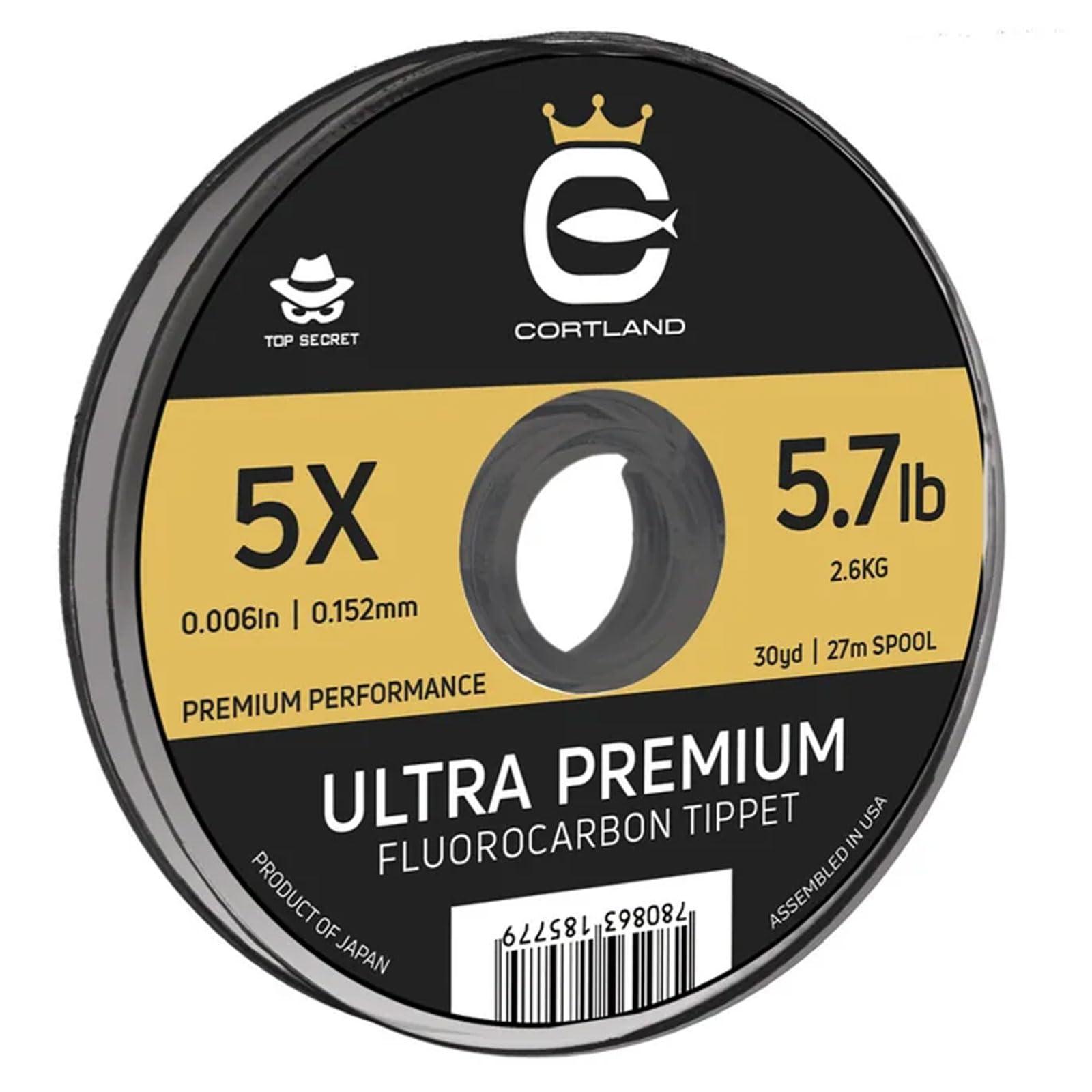 Cortland CORTLAND Ultra Premium Fluorocarbon Durable Flexible Abrasion-Resistant Trout Tippet with Plasma Finish for Freshwater | Nymphing/Dry Fly Fishing/Streamer Fishing, 30 YDS, 02X-19.6 LB