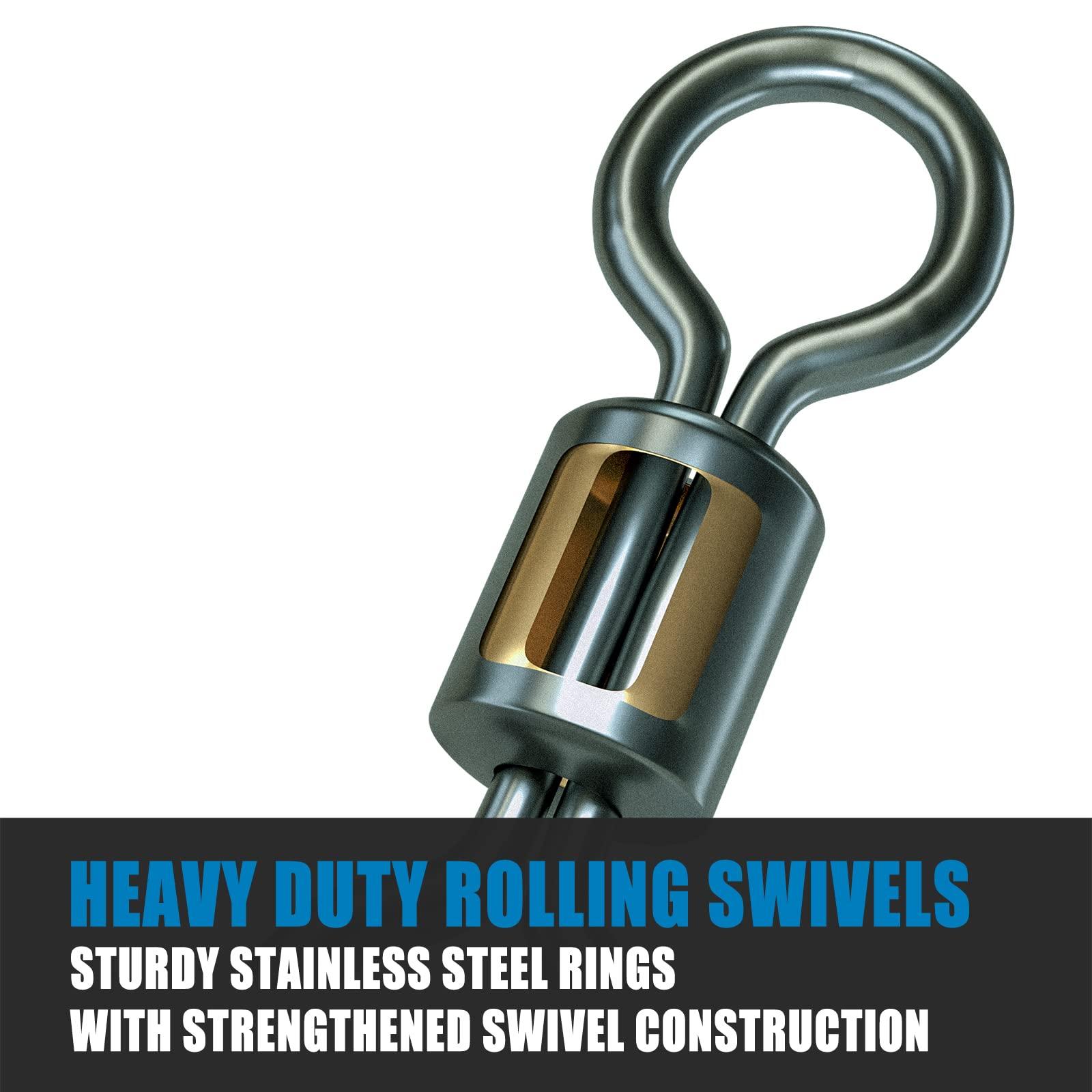 Dr.Fish Dr.Fish 100 Pack Fishing Power Clips 25LB Black with 50 Pack Barrel Swivels #10 31LB