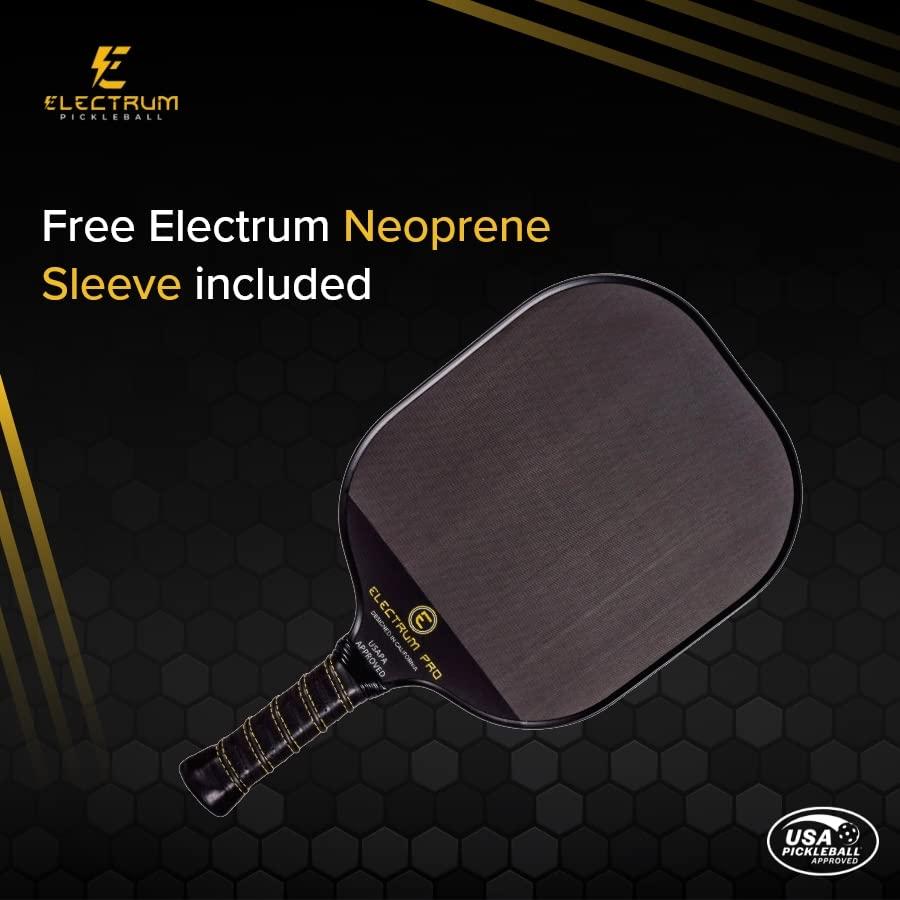 Electrum Pickleball Electrum Pro Paddle - Electrum Pickleball - USAPA Approved | Carbon Fiber Surface | Polypropylene Honeycomb Core | Best Paddle for Spin and Power | Lightweight