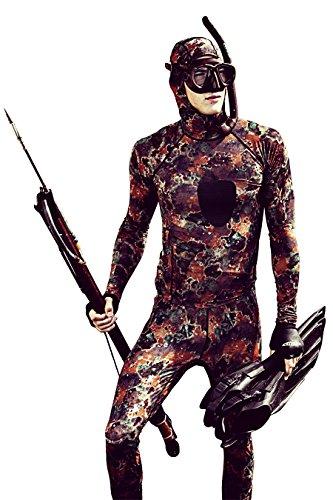 Tilos Tilos Camouflage 5.5oz Spearfishing UPF 50+ Rash Guard w/Hood (Small, Brown Camo)