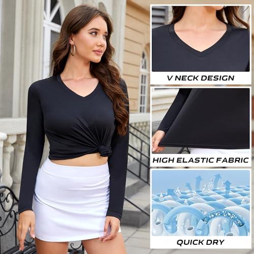 BVNSOZ 4-7 Pack Long Sleeve Shirts for Women,Moisture Wicking Shirts Long Sleeve Workout Tops for Women V Neck Hiking T-Shirts