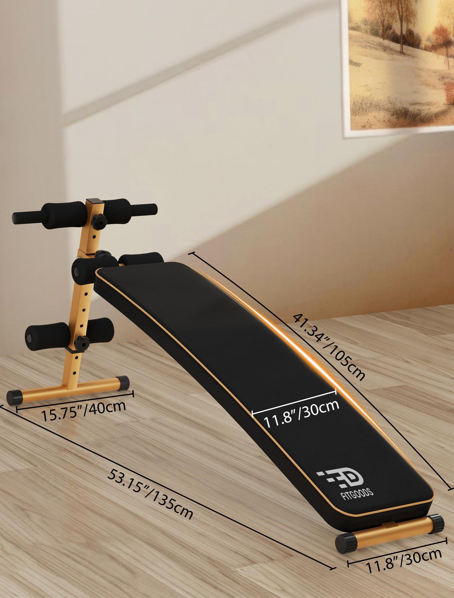 FitGoods FitGoods Sit Up Bench, Adjustable Workout Bench for Ab Exercise, Curved Incline/Decline Slant Bench, Five Adjustment Levels, Great Home Gym Workout Equipment for Building Abs and Core Muscles