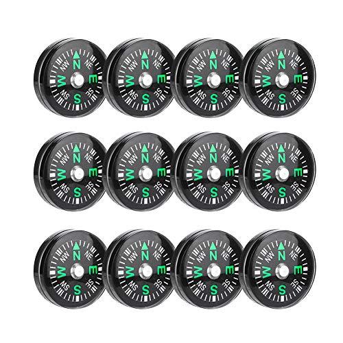 Fishlor Fishlor Pocket Compass, 20mm 12pcs Mini Pocket Oil Filled Compass for Hiking Camping Outdoor Activities Accessory