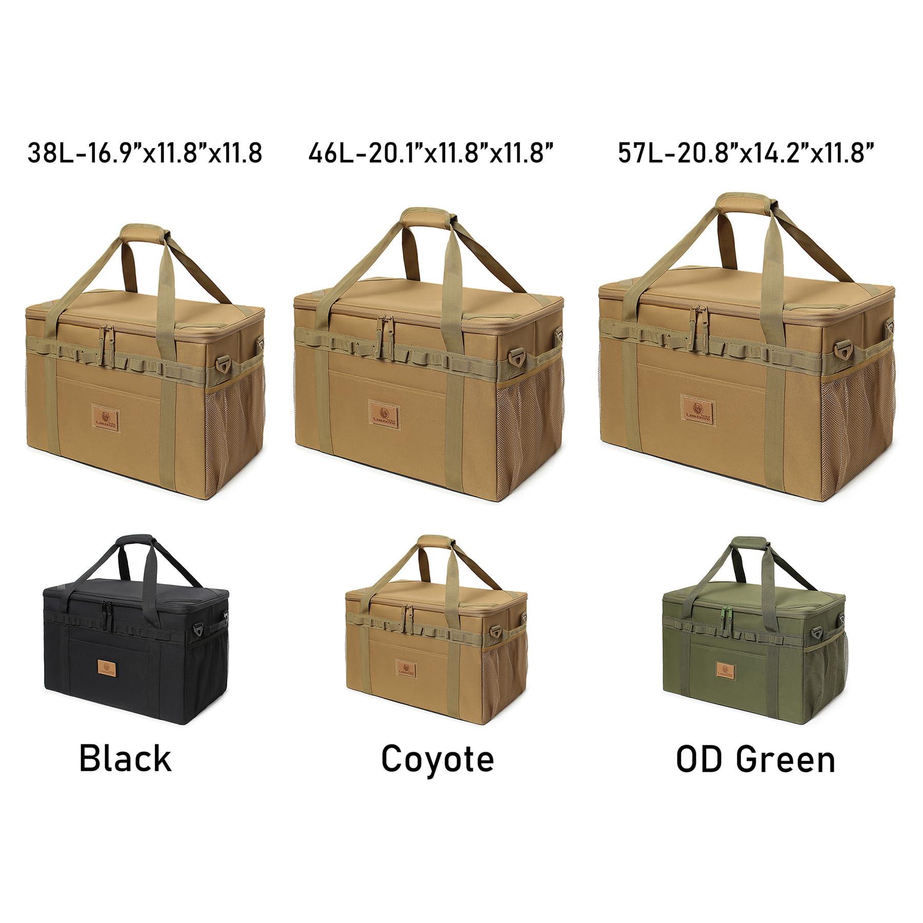 Lemubeane Lemubeane Tactical Camping Storage Bag Utility Tote Bag Organizer with Axe Holder & Shoulder Strap (Coyote Brown, X-Large (57L))