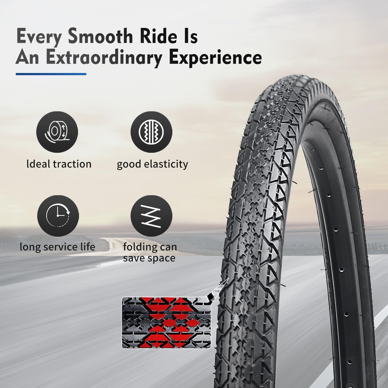 HUIOK 26 Inch Bike Tires, HUIOK 26x2.125 Bicycle Tire Folding Beach Cruiser Tires Replacement with Tubes and Levers