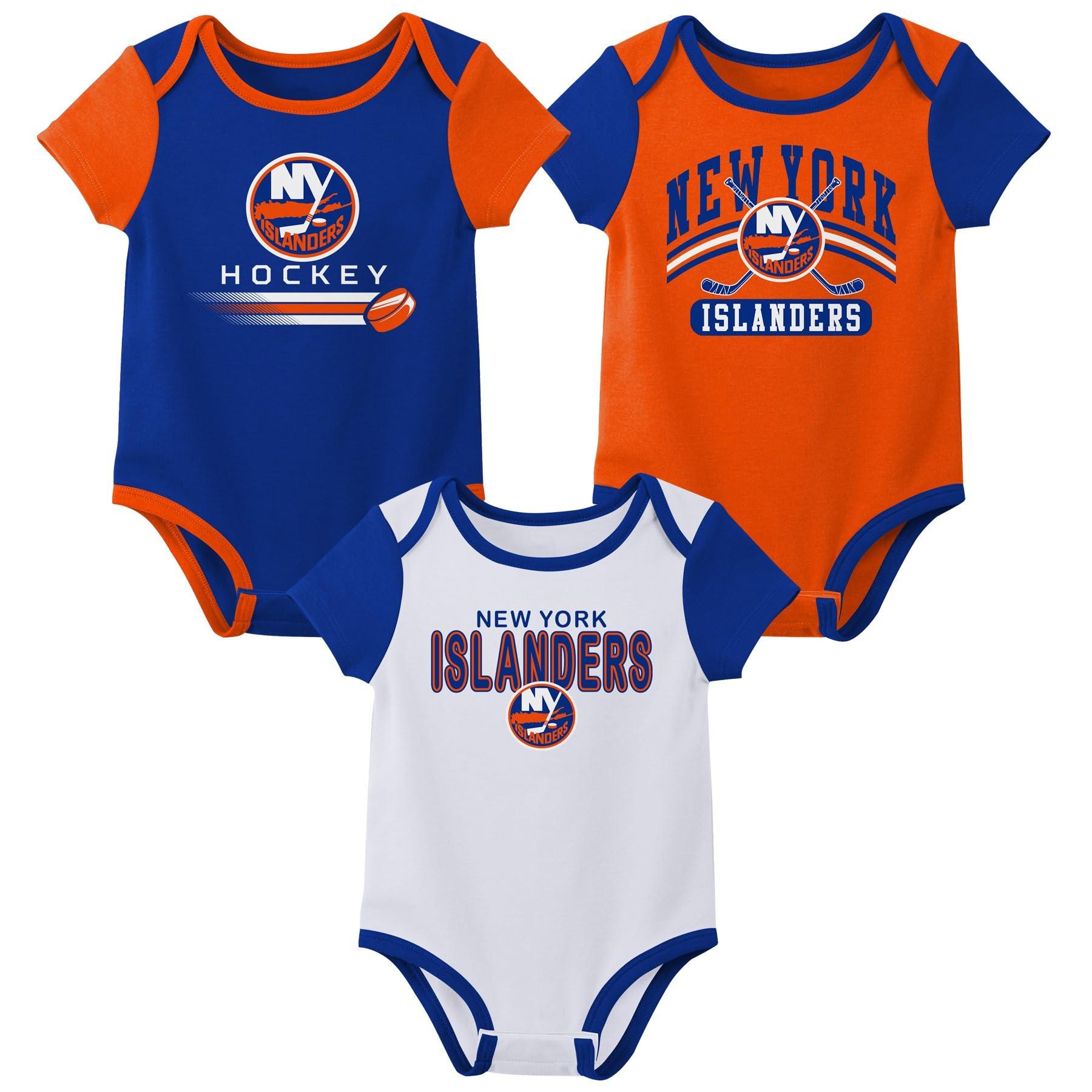 Outerstuff Outerstuff NHL Newborn Baby and Infant Short Sleeve Bodysuit Variety 3-Pack - New York Islanders, 3-6M