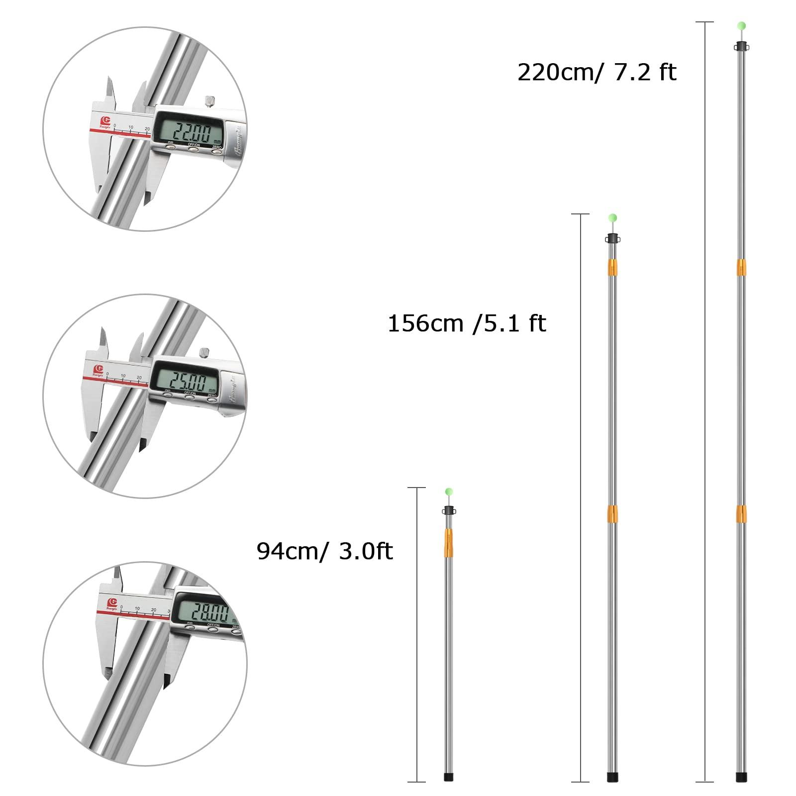 SANLIKE SANLIKE Telescoping Tarp Pole Adjustable Tent Poles, 33\"-86.6\" Thickened Tube Collapsible Stainless Steel Canopy Poles for Camping Backpacking Hiking Awning Sun Sails Outdoor Sports, Set of 2