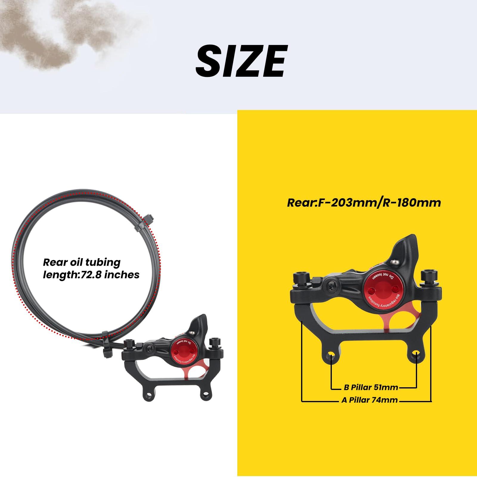 Hycline Hycline Ebike Hydraulic Disc Brake Set: Zoom H875E 2-Pistons 2-PIN Power-Off Electric Bike Right Brake Levers with Rear Calipers PM/is Adapter