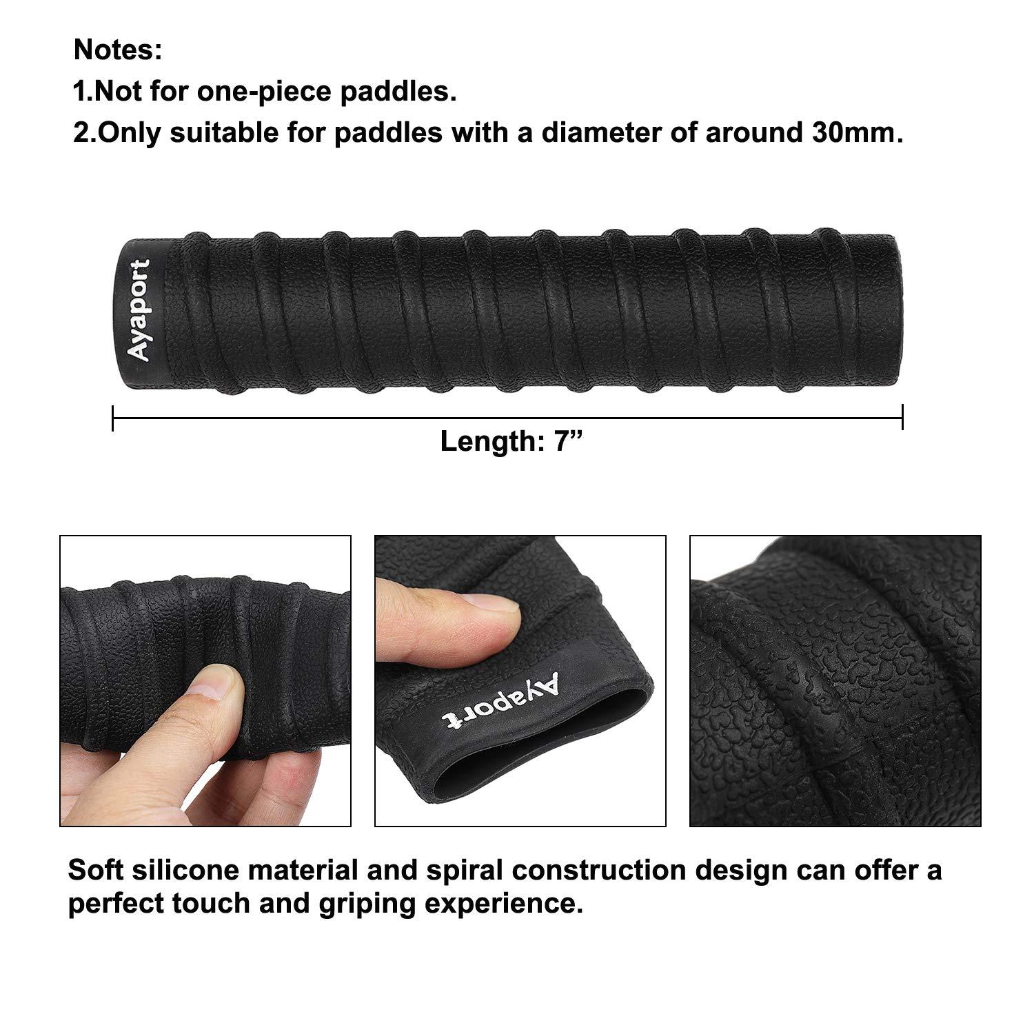 Ayaport Ayaport Kayak Paddle Grips Non-Slip Silicone Wraps Blister Prevention Kayaking Accessories for Take-Apart Paddles (Black)