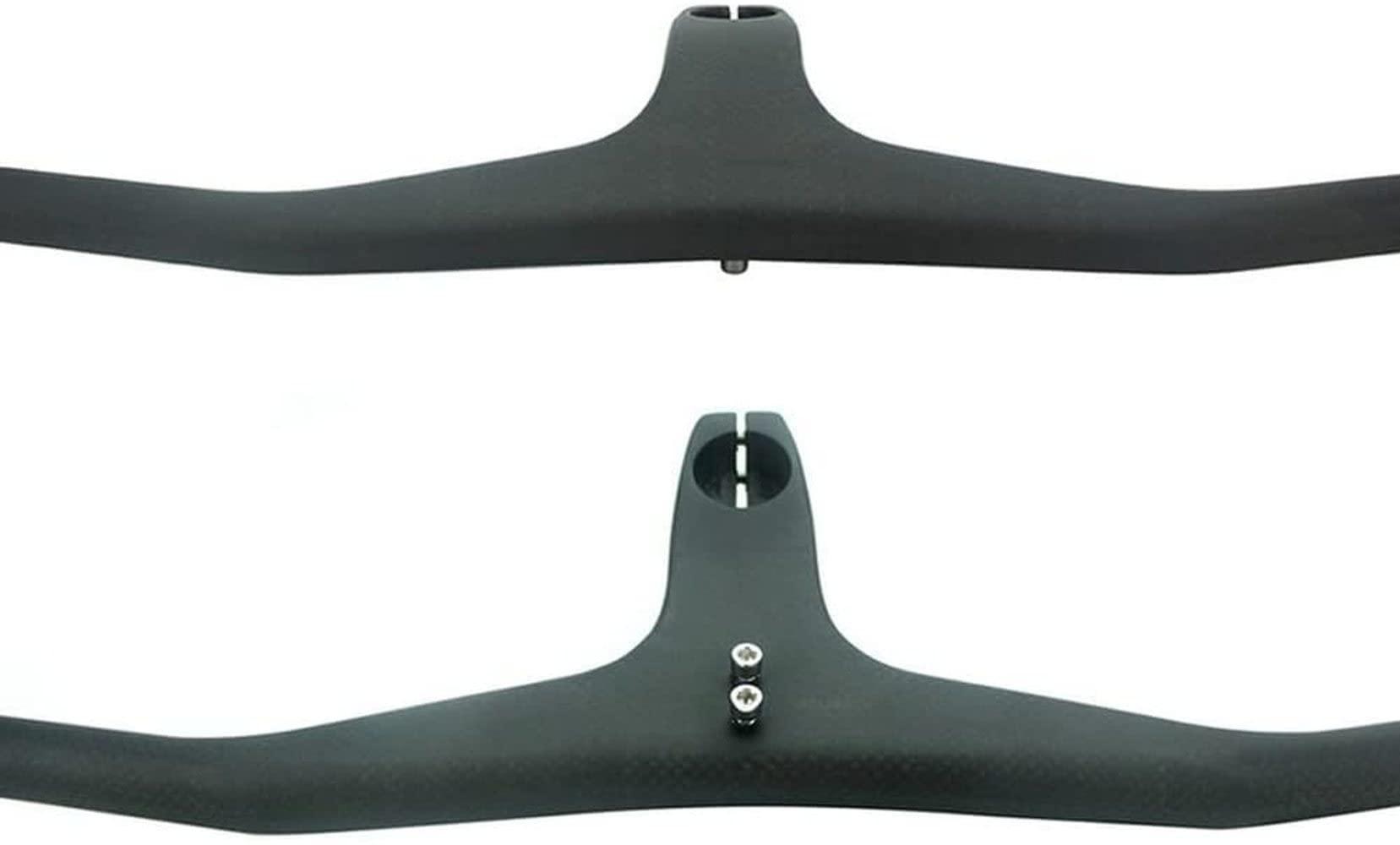 QQY QQY Carbon Fiber Integrated Mountain Bike Handlebars, -17 Degree 3K Matt Integrated Straight Flat MTB Bike Handlebar with Stem Riser (680mm,90mm)
