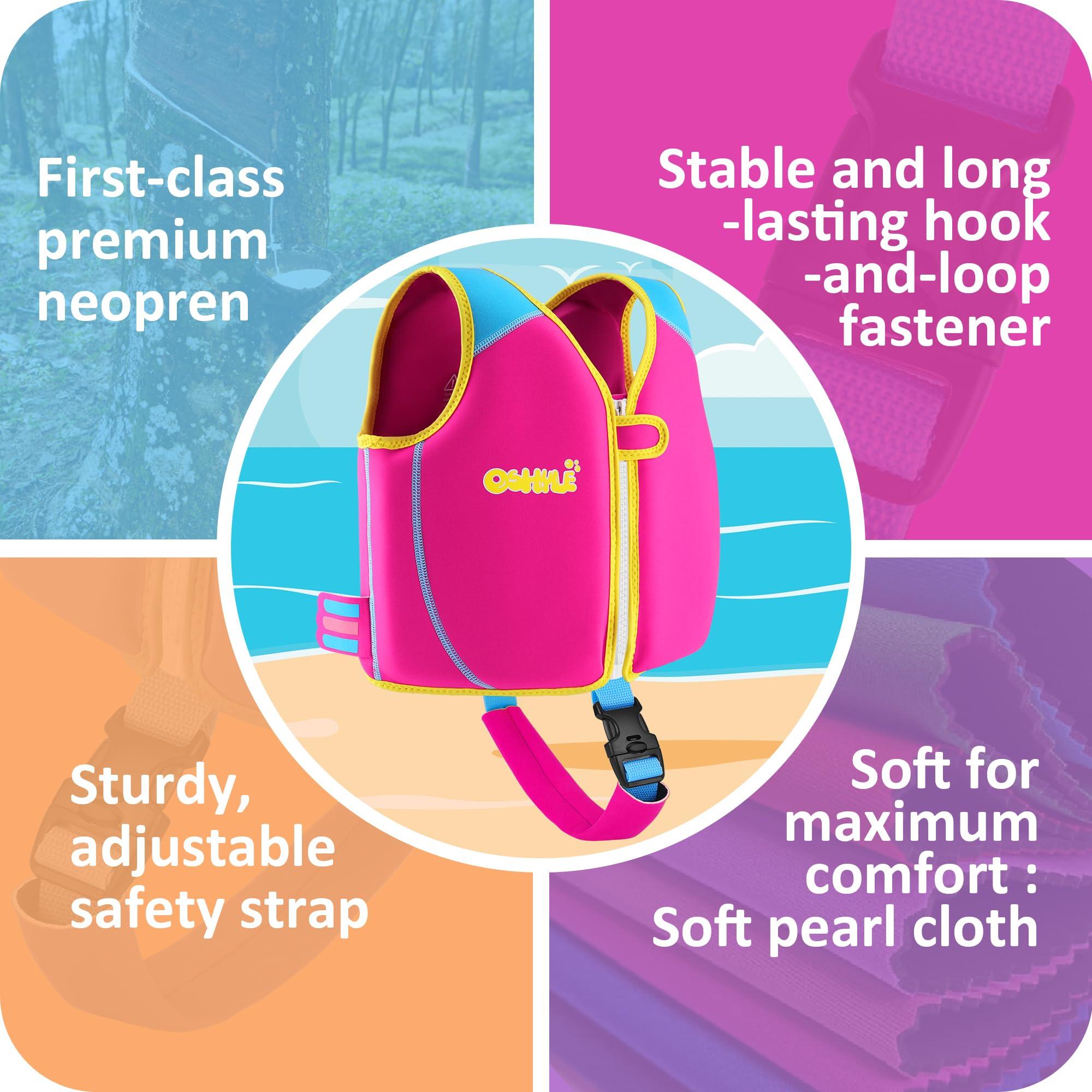 OSHYLE OSHYLE Premium Neoprene Swim Vest for Kids - with Adjustable Safety Straps Age 1-9,Ideal Buoyancy Swim Aid for Boys, Girls, and Toddlers (Unicorn, M(3-6))
