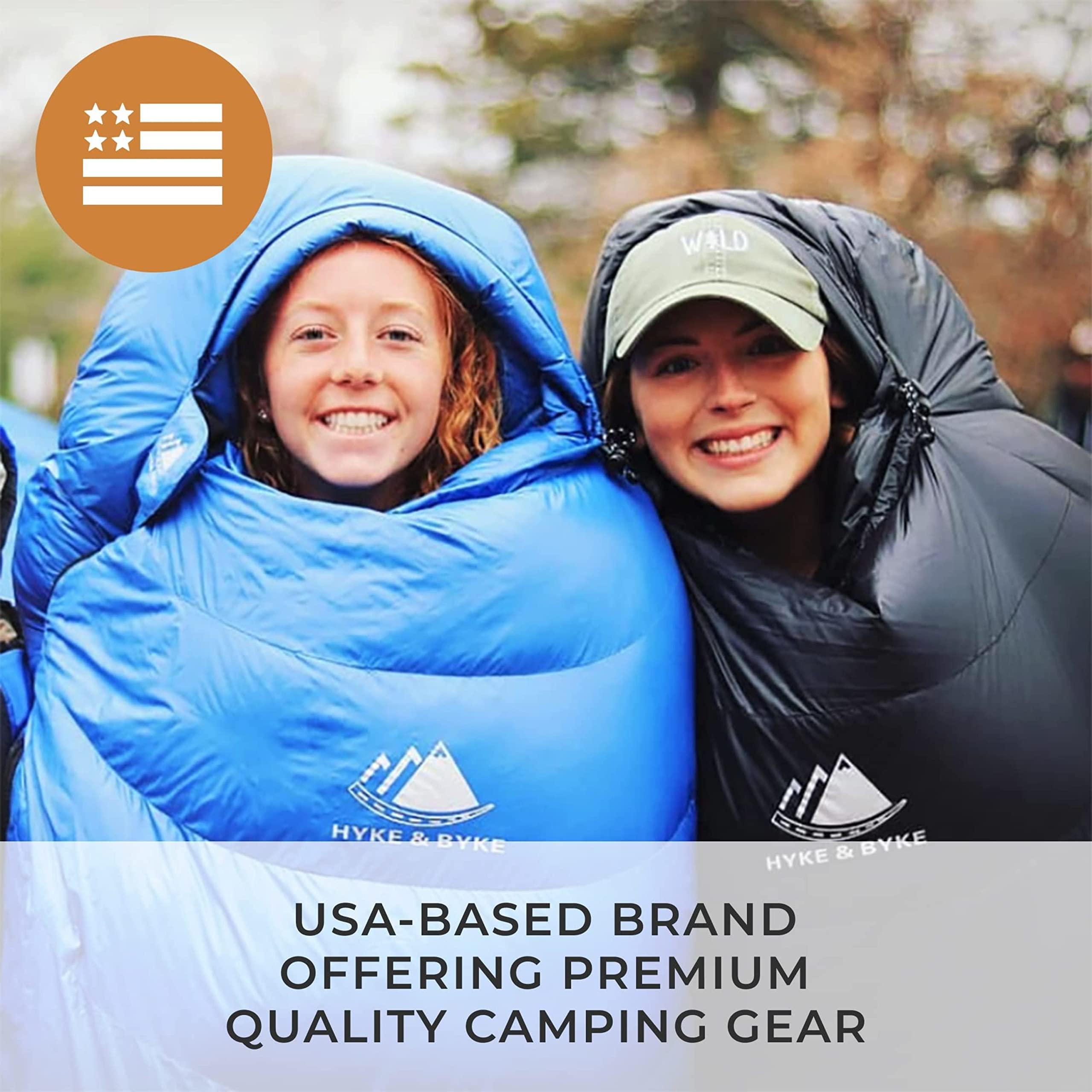 Hyke & Byke Hyke & Byke Quandary 15F Cold Weather Mummy Hiking & Backpacking Sleeping Bag - Duck Down 650 FP 3 Season Sleeping Bags for Adults - Ultralight with Compression Stuff Sack (Black, Short)