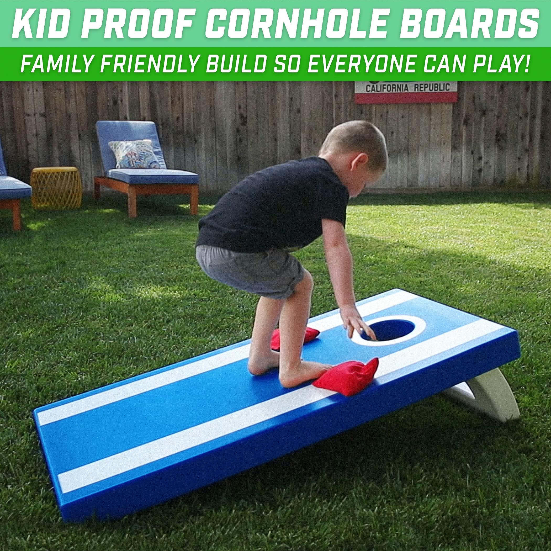 GoSports GoSports 4 ft x 2 ft All Weather Outdoor Cornhole Game Set - heavy-duty Plastic Weatherproof Boards Includes 8 Bean Bags & Game Rules