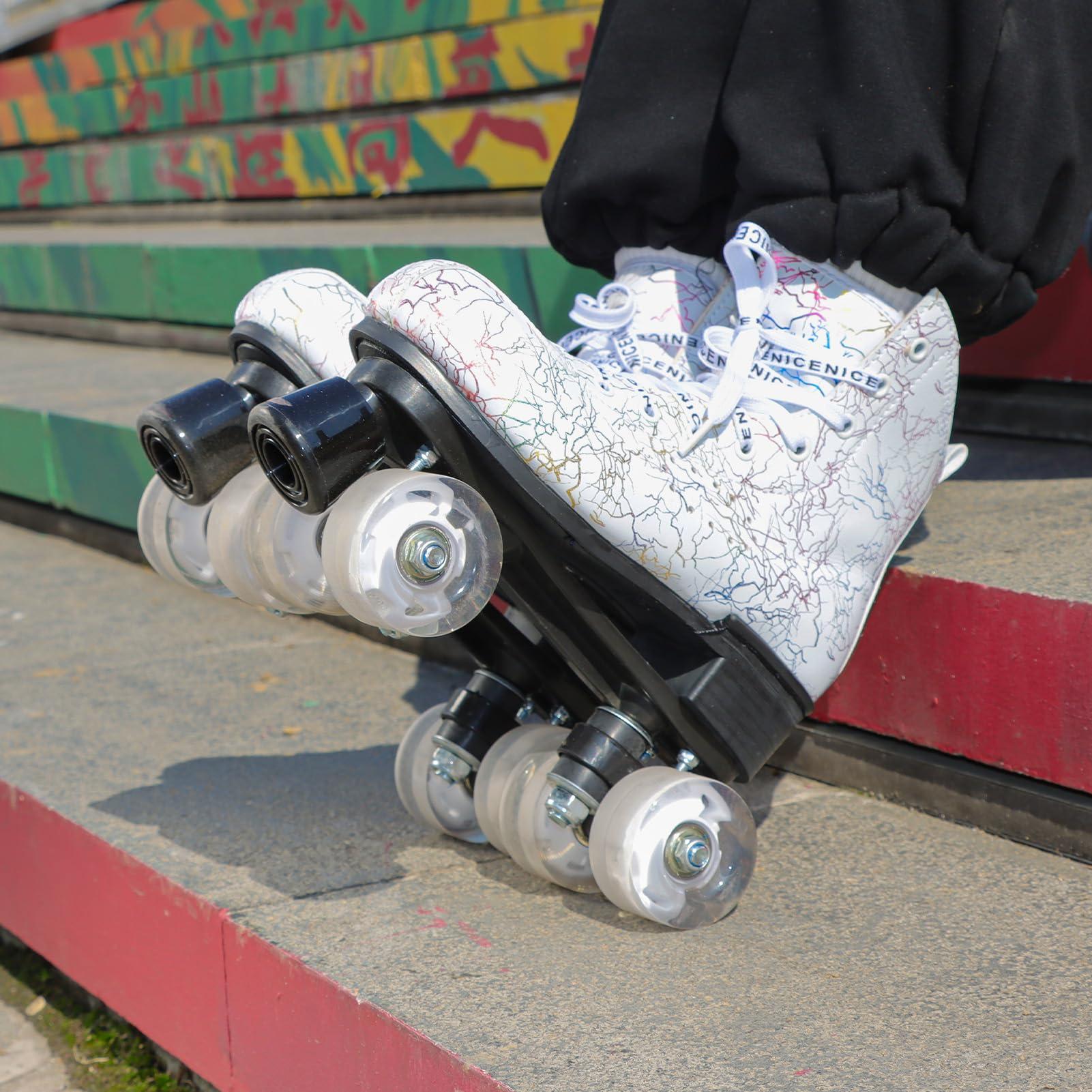 ugboiu Ugboiu Roller Skates for Men and Women, Derby Roller Skates with 4 Shiny Wheel, Classic Double-Row Skates for Indoor and Outdoor