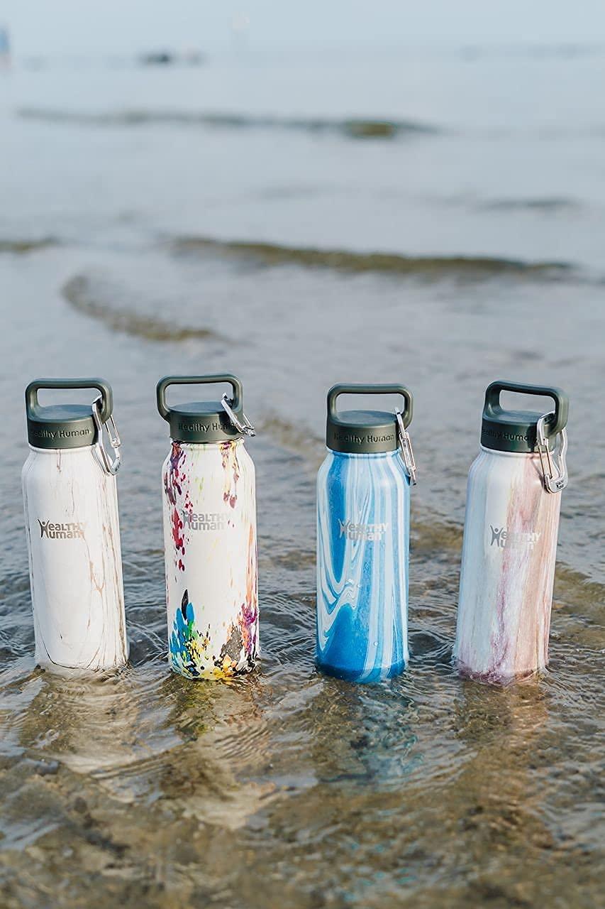 Healthy Human Healthy Human Stainless Steel Water Bottle, Double Walled Vacuum Insulated Tumblers, Travel Bottles with Leak Proof Lid for Adults, Picnic, Camping, Hiking, Outdoor, 16 oz (473 ml), Art Deco