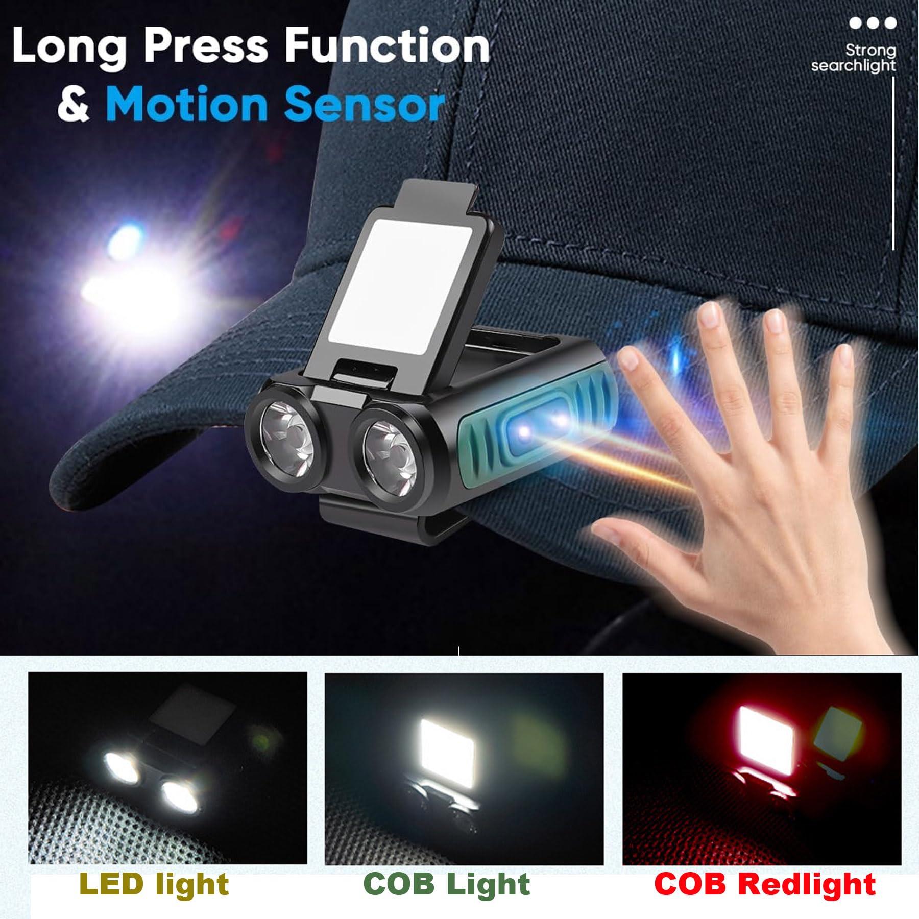 GRACETOP GRACETOP LED Small Flashlight, 350Lumens Clip on Cap Light Light, Portable USB Rechargeable Pocket Lights with 5 Modes Compact Baseball Cap Lights Indoor and Outdoor for Walking