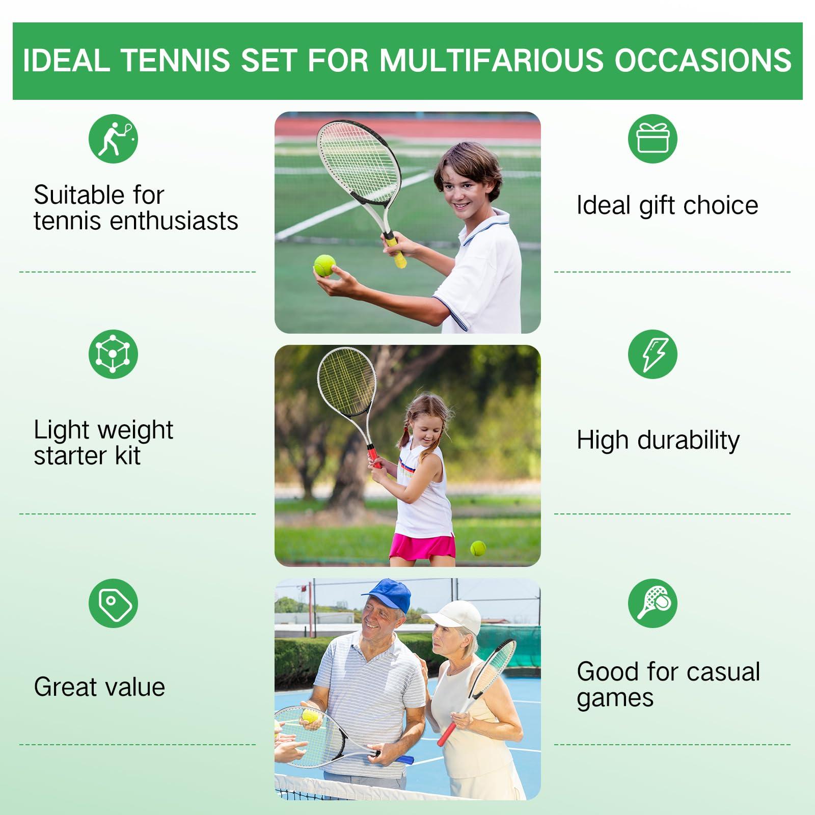 Motionchic Motionchic 6 Pcs Tennis Rackets for Adult Recreational 6 Players 27'' Tennis Racket Set with 3 Balls Lightweight Tennis Rackets for Tennis Training Beginner with Overgrip and Bag(Red)