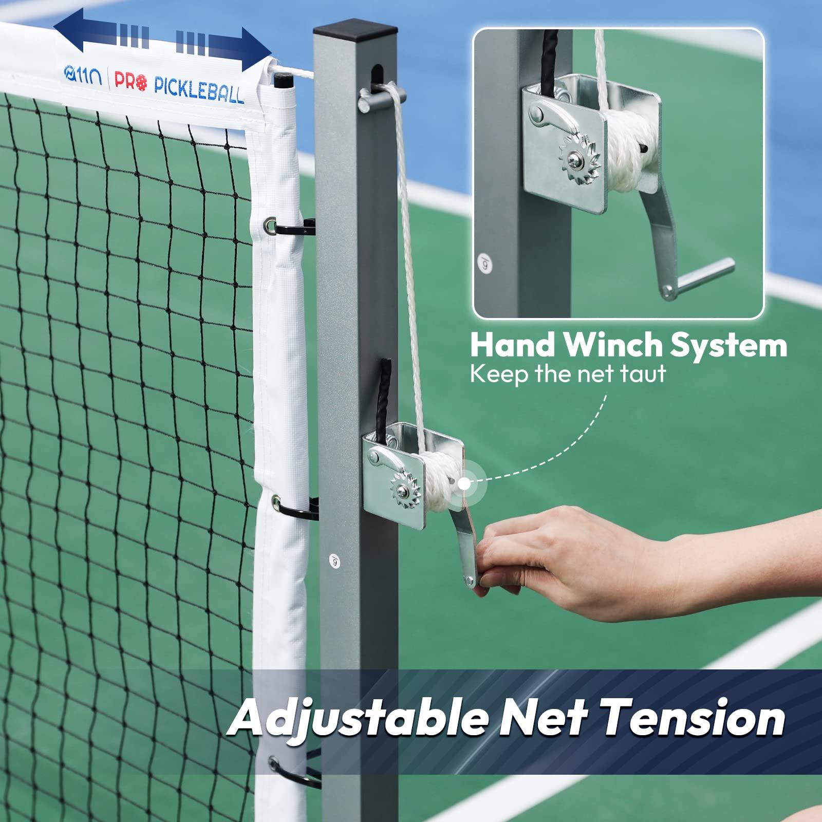 A11N SPORTS A11N Pro Pickleball Net with Wheels and Hand Winch, Tournament Regulation Size, Anti-Sag Design, Perfect for Outdoor Court & Indoor Gym Floor